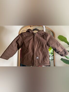 Berne Kids Brown Hooded and Sherpa Lined Zip Jacket